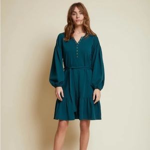 Nation LTD Talli balloon sleeve dress in deep teal